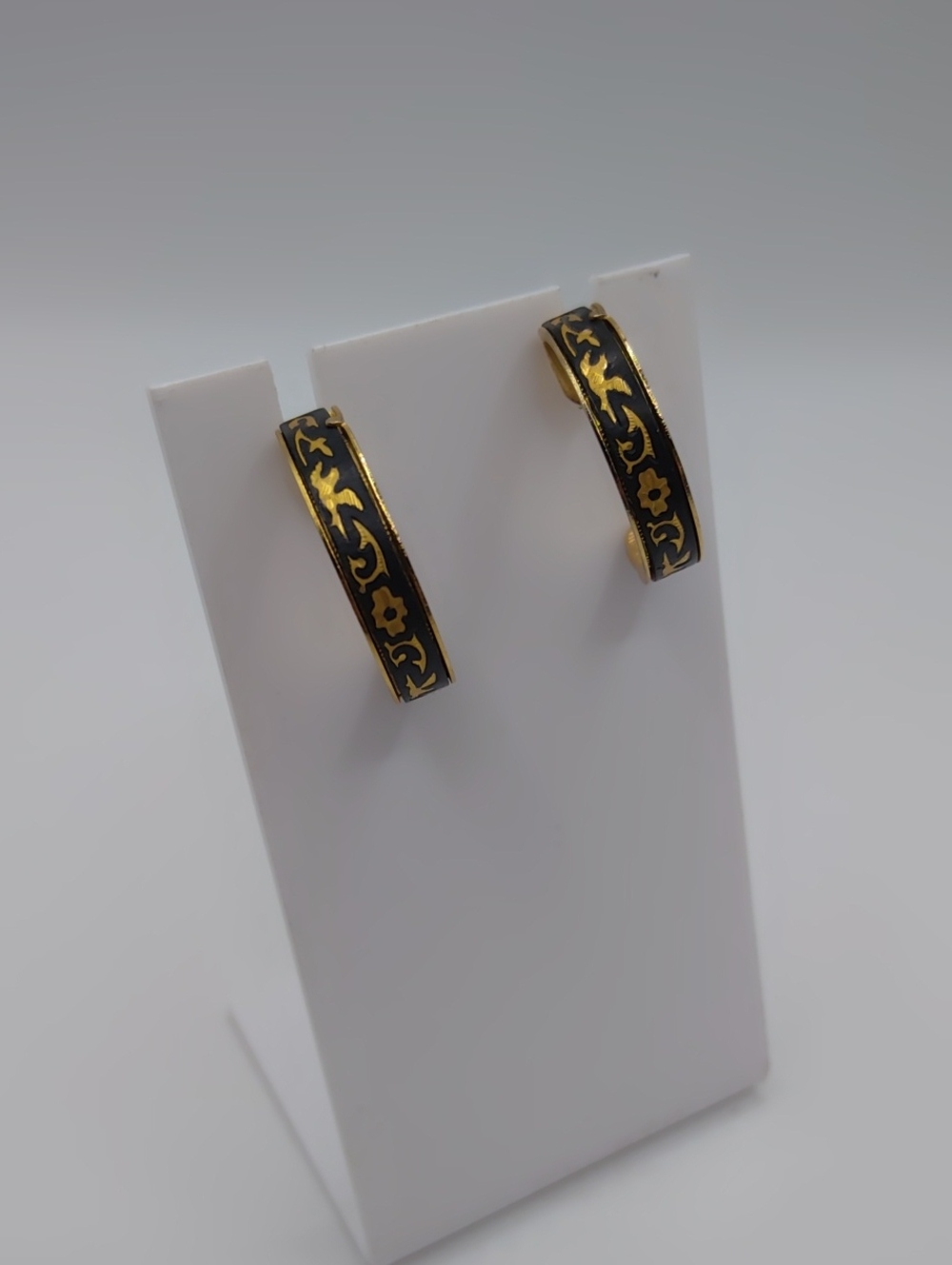 Damascene Hoop Earring Pierced